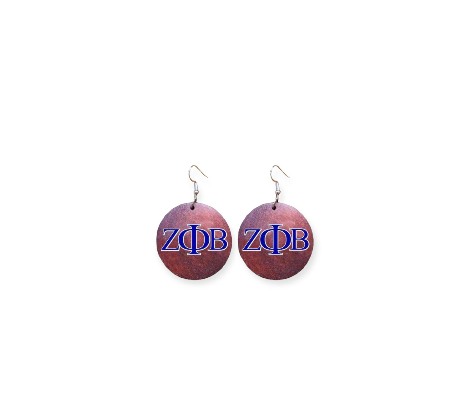 Zeta Phi Beta Round Wooden Greek Letter Earrings