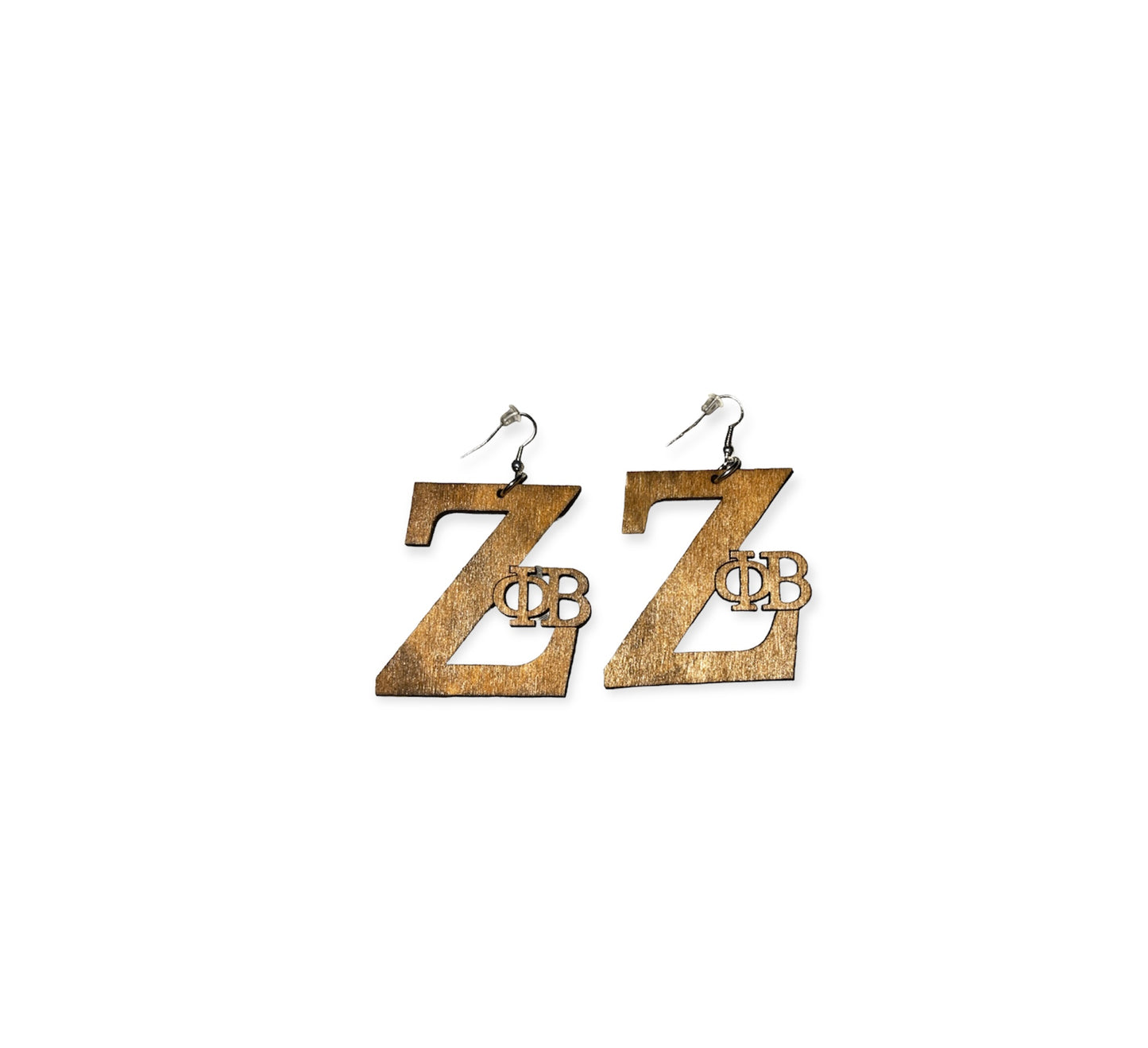 Zeta Phi Beta Greek Letter Wooden Earrings
