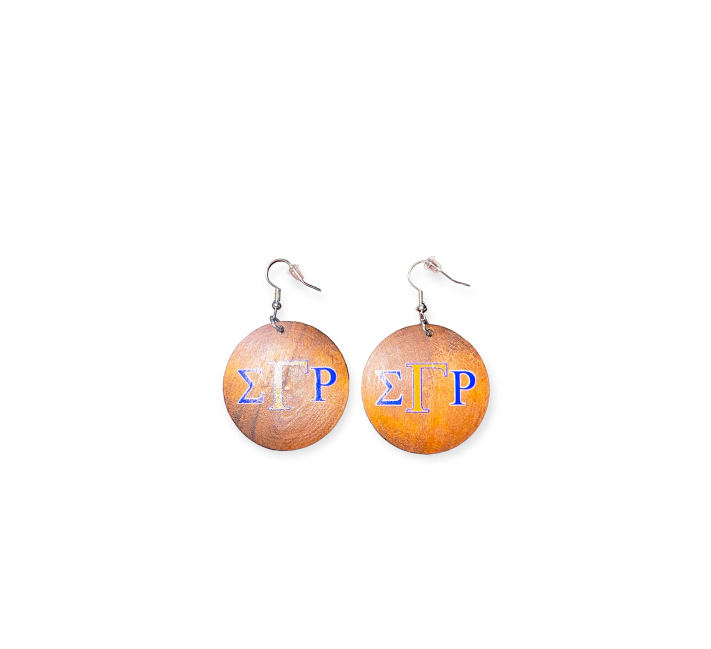 Sigma Gamma Rho Round Wooden Greek Letter Earrings