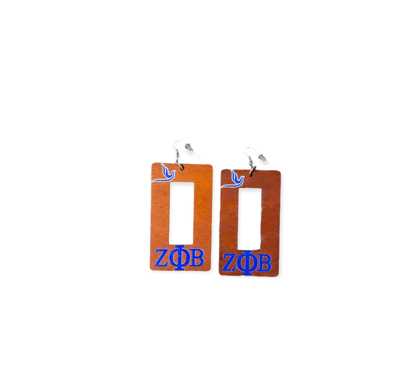 Zeta Phi Beta Rectangular Wooden Earrings